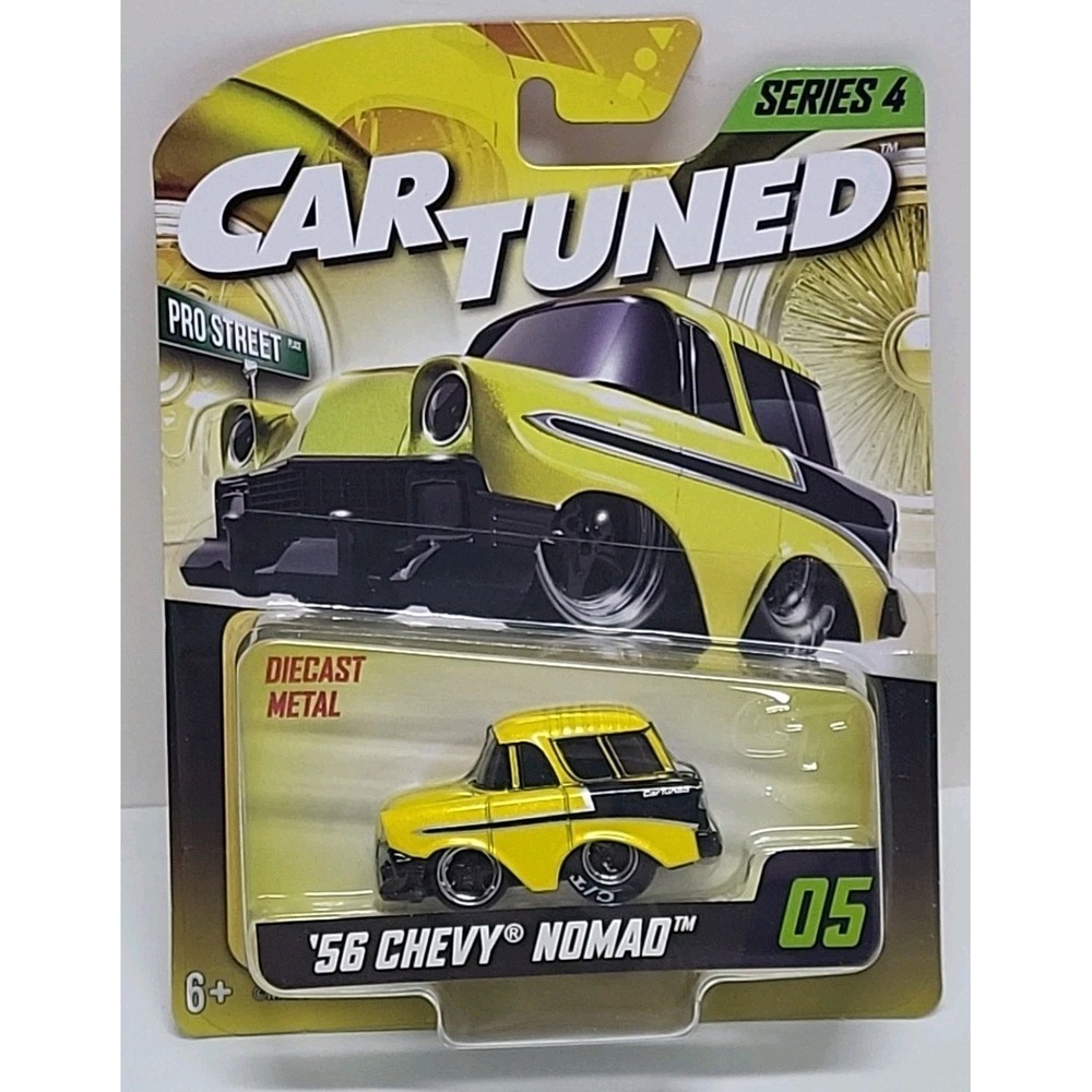 CAR TUNED '56 CHEVY‎ NOMAD PRO STREET SERIES 4 #05 YELLOW AND BLACK 1/64 DIECAST